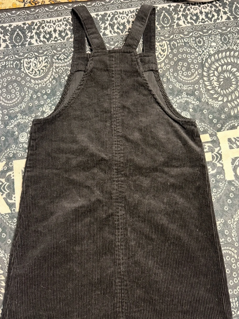 Forever 21 Black Corduroy Zip-Front Pinafore Dress
